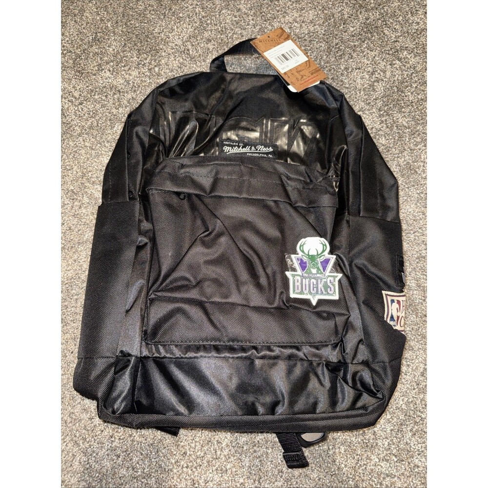 Milwaukee Bucks Mitchell & Ness Black Hardwood Classics Backpack. New